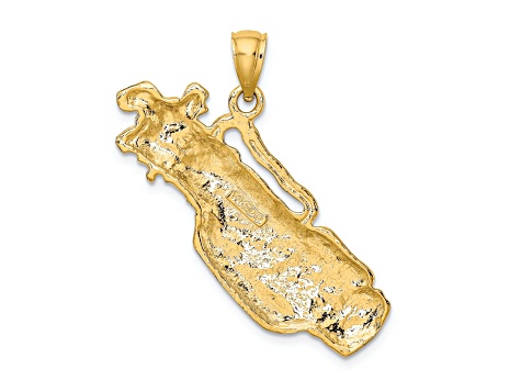 14k Yellow Gold 2D Textured Golf Bag and Clubs Charm