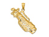 14k Yellow Gold 2D Textured Golf Bag and Clubs Charm