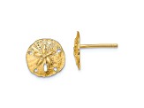 10k Yellow Gold Polished and Textured Mini Sand Dollar Stud Earrings