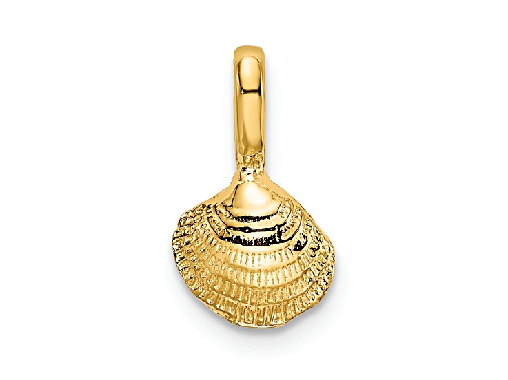 10K Yellow Gold Textured Mini Clam Shell Charm