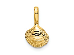 10K Yellow Gold Textured Mini Clam Shell Charm