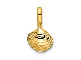10K Yellow Gold Textured Mini Clam Shell Charm