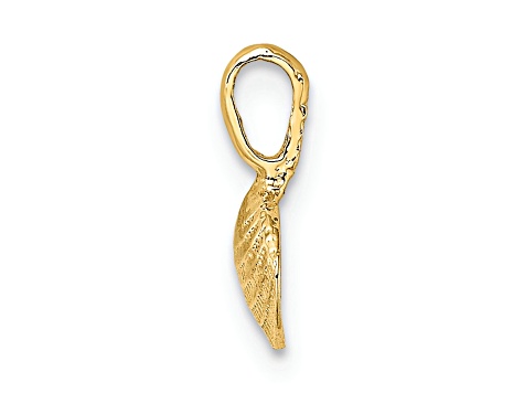 10K Yellow Gold Textured Mini Clam Shell Charm