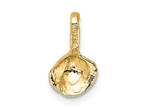 10K Yellow Gold Textured Mini Clam Shell Charm
