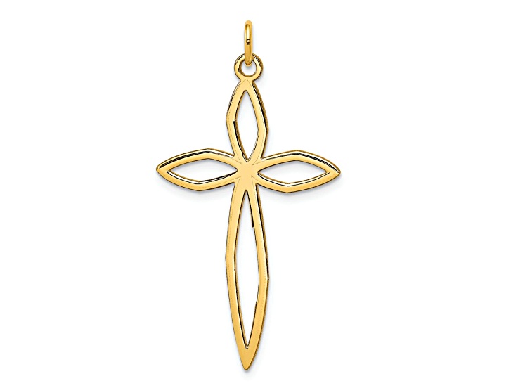 14k Yellow Gold Lasered Passion Cross Pendant