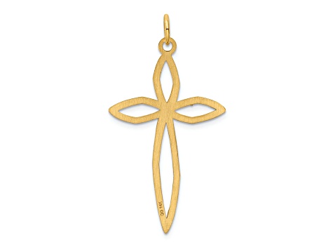 14k Yellow Gold Lasered Passion Cross Pendant
