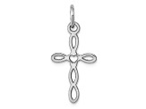 Rhodium Over 14k White Gold Loop with Center Heart Cross Pendant