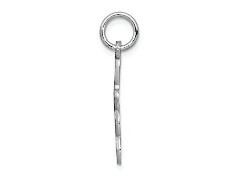 Rhodium Over 14k White Gold Loop with Center Heart Cross Pendant