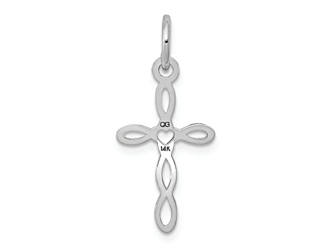 Rhodium Over 14k White Gold Loop with Center Heart Cross Pendant