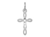 Rhodium Over 14k White Gold Loop with Center Heart Cross Pendant