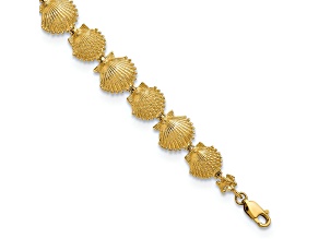 14k Yellow Gold Textured Shells Link Bracelet