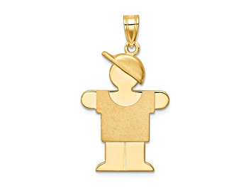 Picture of 14k Yellow Gold Satin Boy with Hat on Right Charm
