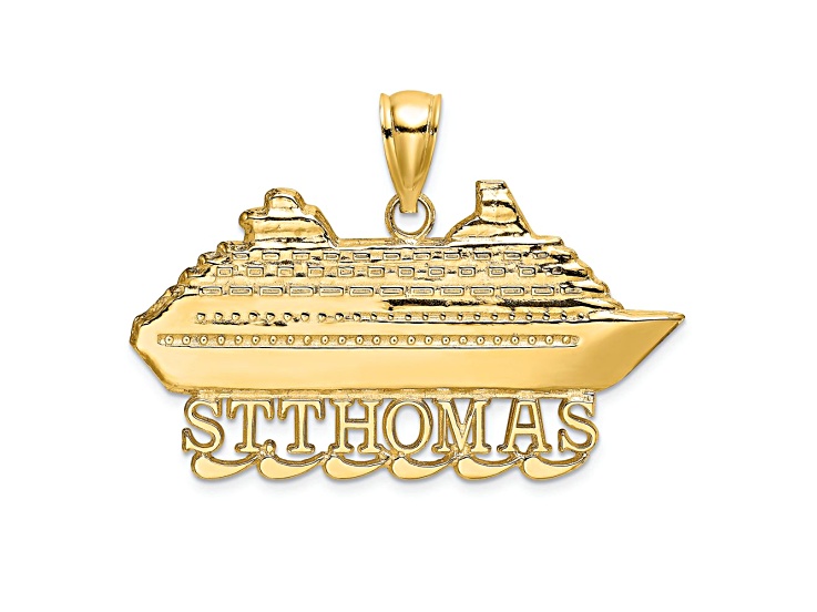 14k Yellow Gold Textured St. Thomas Cruise Ship Charm