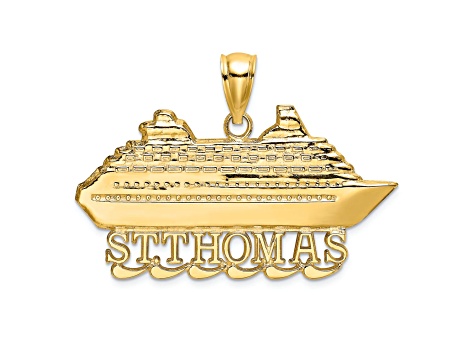 14k Yellow Gold Textured St. Thomas Cruise Ship Charm