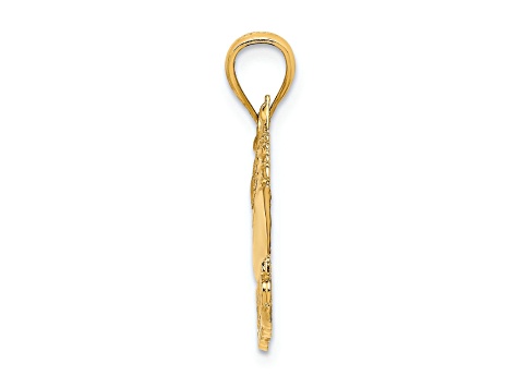 14k Yellow Gold Textured St. Thomas Cruise Ship Charm