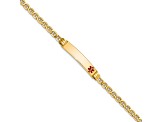 14k Yellow Gold Medical Red Enamel Mariner Link ID Bracelet