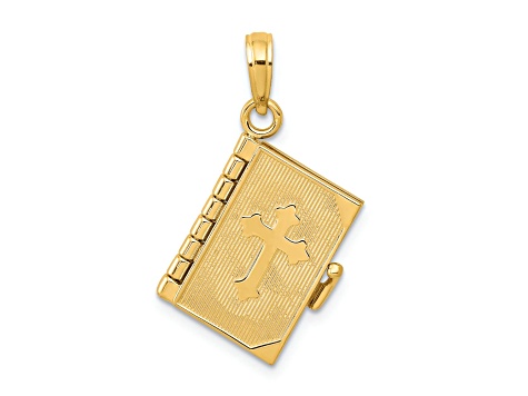 14k Yellow Gold 3D Lords Prayer Hinged Bible Pendant