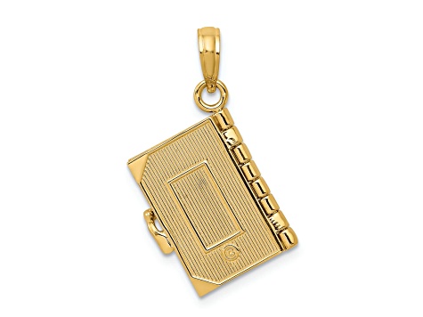 14k Yellow Gold 3D Lords Prayer Hinged Bible Pendant