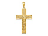 14k Yellow Gold with Satin Finish Crucifix Charm