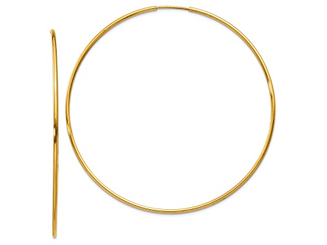 14k Yellow Gold 2 3/8" Endless Hoop Earrings
