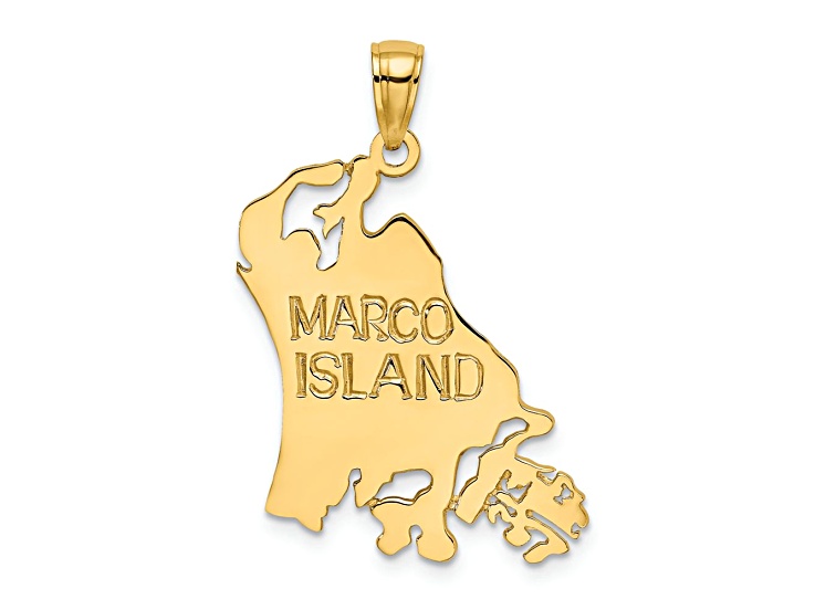 14k Yellow Gold Cut Out Marco Island pendant