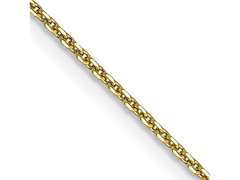 10k Yellow Gold 0.9mm Solid Diamond-Cut Round Open Link Cable 24 Inch Chain