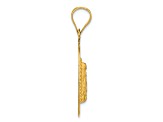 14k Yellow Gold Polished Diamond-Cut and Satin Lady Of Guadalupe Circle Pendant