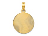 14k Yellow Gold Polished Diamond-Cut and Satin Lady Of Guadalupe Circle Pendant