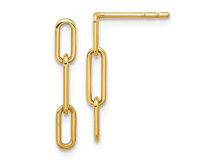 14k Yellow Gold Polished Open Link Dangle Earrings