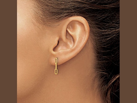 14k Yellow Gold Polished Open Link Dangle Earrings