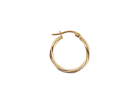 14K Yellow Gold 3/4" Twisted Round Hoop Earrings