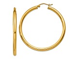 14k Yellow Gold 1 3/4" Polished Tube Hoop Earrings
