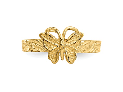 14K Yellow Gold Butterfly Toe Ring
