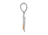 14k Two-tone Gold Textured Flower Nana Heart Pendant