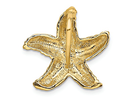14k Yellow Gold Polished and Textured Starfish Slide Charm
