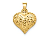 14k Yellow Gold 3D Polished and Diamond-Cut Large Puffed Heart Pendant