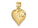 14k Yellow Gold 3D Polished and Diamond-Cut Large Puffed Heart Pendant
