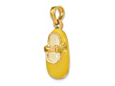 14k Yellow Gold with Yellow Enamel 3D Baby Shoe Charm