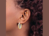 10k Yellow Gold and 10k White Gold 15/16" Polished Double Oval Hoop Earrings