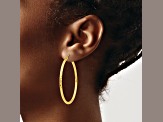 14k Yellow Gold 1 9/16 inch Diamond-Cut Round Tube Hoop Earrings