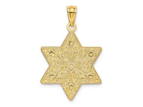 14k Two-tone Gold Polished Reversible Filigree Star Of David Pendant