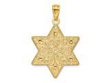 14k Two-tone Gold Polished Reversible Filigree Star Of David Pendant