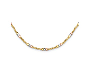 Picture of 10k Yellow Gold, 10k White Gold and 10k Rose Gold Diamond-Cut 2.4mm Beaded 18 Inch Necklace