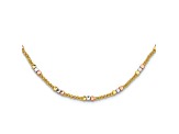 10k Yellow Gold, 10k White Gold and 10k Rose Gold Diamond-Cut 2.4mm Beaded 18 Inch Necklace