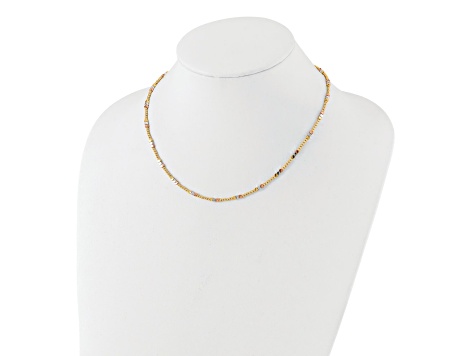 10k Yellow Gold, 10k White Gold and 10k Rose Gold Diamond-Cut 2.4mm Beaded 18 Inch Necklace