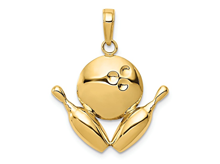 10K Yellow Gold Diamond-Cut Bowling Theme Charm