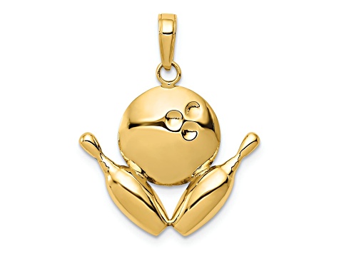 10K Yellow Gold Diamond-Cut Bowling Theme Charm