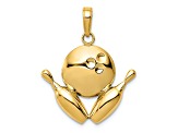 10K Yellow Gold Diamond-Cut Bowling Theme Charm