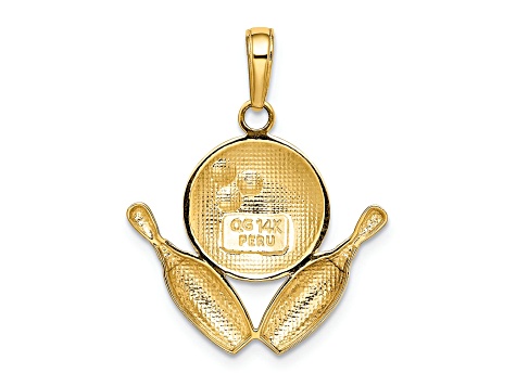 10K Yellow Gold Diamond-Cut Bowling Theme Charm