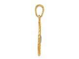14k Two-tone Gold Diamond-cut Heart Mom Pendant